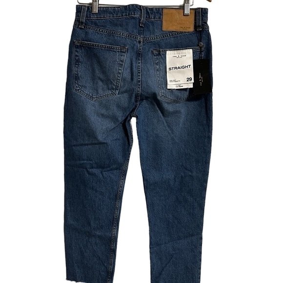 Rag & Bone Nina High Rise Straight Ankle Cigarette Cotton Raw Hem 29 Blue NWT - Picture 1 of 16